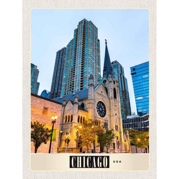 Vianmo Insegna In Legno 40X30 Cm Chicago Amerika Stadt Hochhaus-image