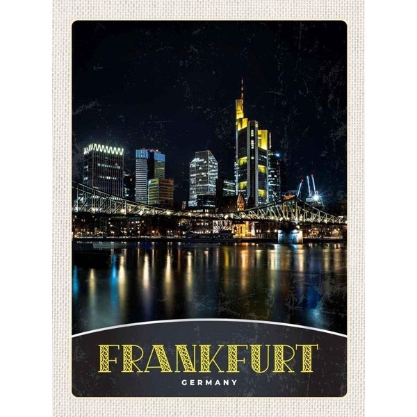 Vianmo Insegna In Legno 40X30 Cm Frankfurt Deutschalnd Nacht BrüCke-image