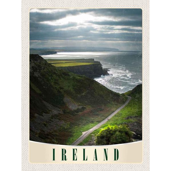 Vianmo Insegna In Legno 40X30 Cm Irland Europa Wiese Gebirge Meer Natur-image