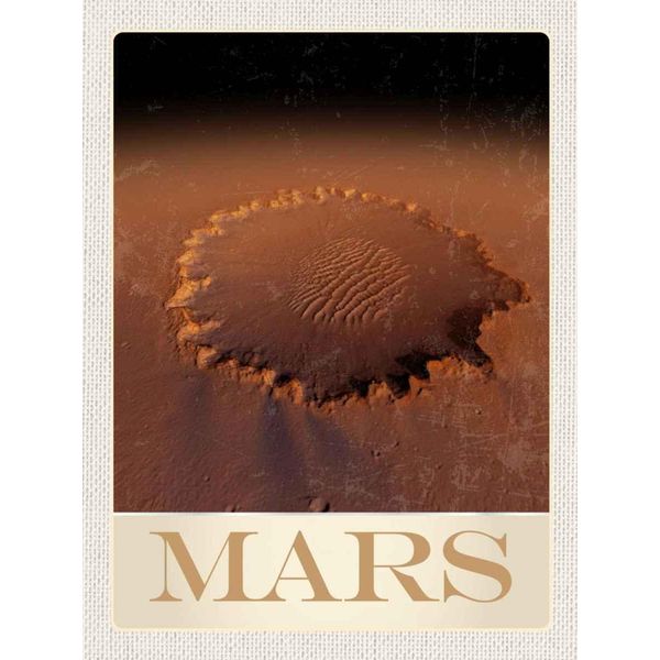 Vianmo Insegna In Legno 40X30 Cm Mars Weltraum Abdruck Roter Planet-image