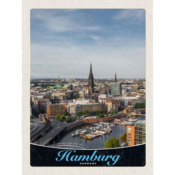 Vianmo Insegna In Legno 40X30 Cm Hamburg Deutschland Hafen Stadt Boote-image