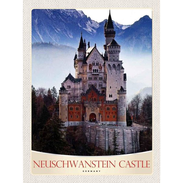 Vianmo Insegna In Legno 40X30 Cm Neuschwanstein Schloss Deutschland-image