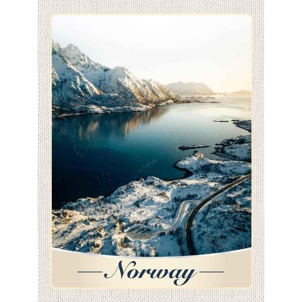 Vianmo Insegna In Legno 40X30 Cm Norwegen Winterzeit Schnee Meer-image