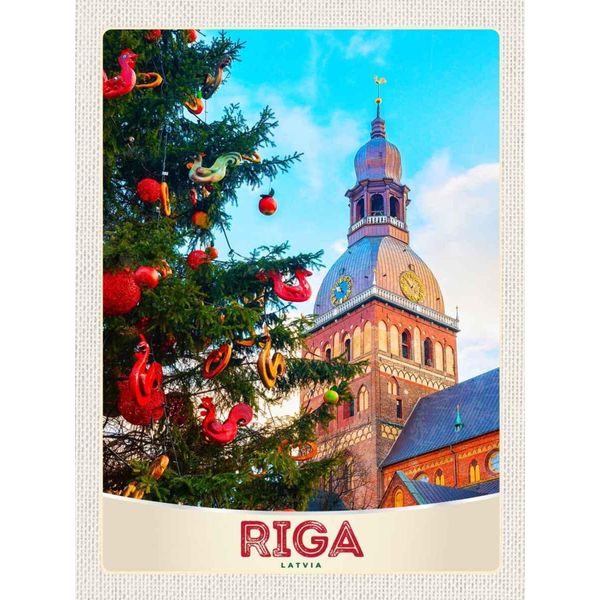 Vianmo Insegna In Legno 40X30 Cm Riga Lettland Weihnachten Winterzeit-image