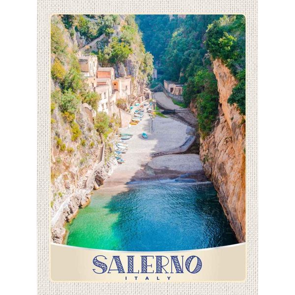 Vianmo Insegna In Legno 40X30 Cm Salerno Insel Natur Boot Strand Sonne-image