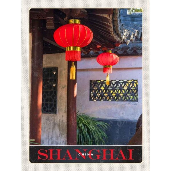Vianmo Insegna In Legno 40X30 Cm Shanghai Asien China Rote Laterne-image
