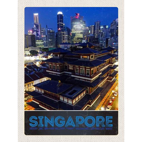 Vianmo Insegna In Legno 40X30 Cm Singapur Stadt Asien Hochhaus Indien-image