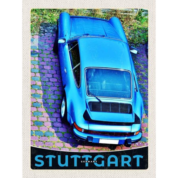 Vianmo Insegna In Legno 40X30 Cm Stuttgart Deutschland Fahrzeug Blau-image