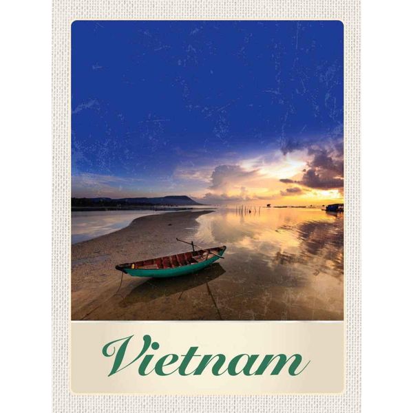 Vianmo Insegna In Legno 40X30 Cm Vietnam Asien Boot Meer Natur-image
