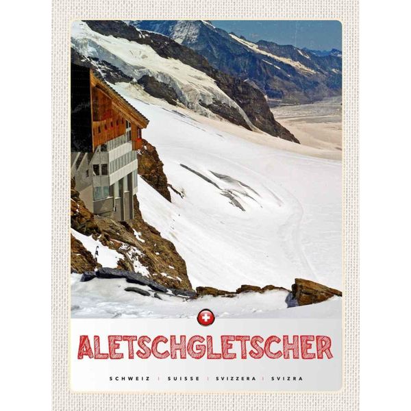 Vianmo Insegna In Legno 40X30 Cm Aletschgletsch Schweiz Schnee Winter-image