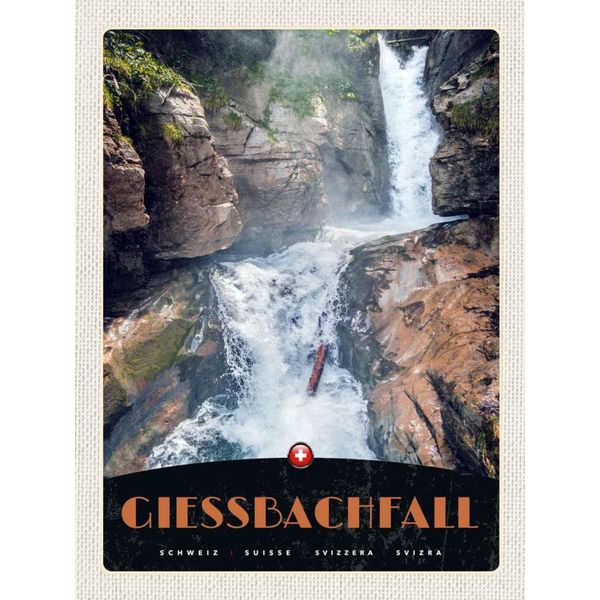 Vianmo Insegna In Legno 40X30 Cm Giessbachfall Schweiz Wasserfall Natur-image