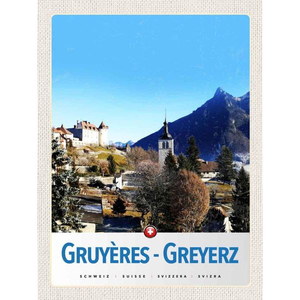 Vianmo Insegna In Legno 40X30 Cm Gruyeres Greyerz Schweiz Winterzeit-image