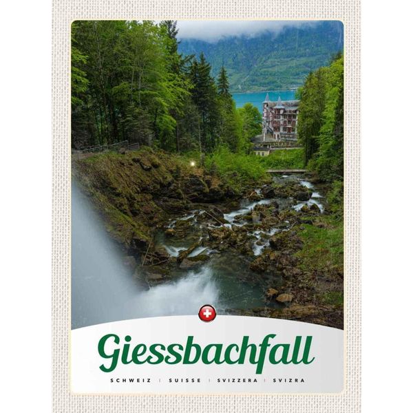 Vianmo Insegna In Legno 40X30 Cm Giessbachfall Wald Wasserfall Natur-image
