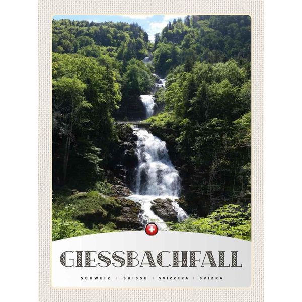 Vianmo Insegna In Legno 40X30 Cm Giessbachfall Wasserfall Gebirge Natur-image