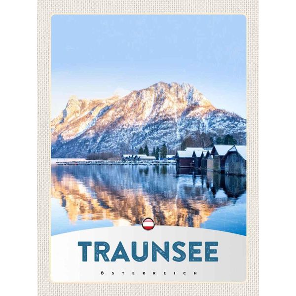 Vianmo Insegna In Legno 40X30 Cm Traunsee ÖStereich Winterzeit Schnee-image