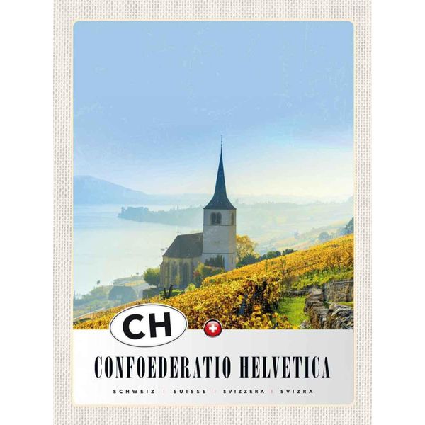 Vianmo Insegna In Legno 40X30 Cm Confoederatio Helvetica Kirche Weide-image