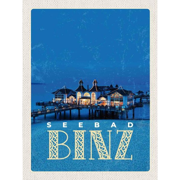 Vianmo Insegna In Legno 40X30 Cm Binz Seebad Haus Meer Abend-image