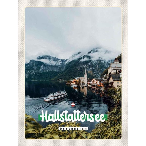 Vianmo Insegna In Legno 40X30 Cm Hallstattersee Berge Schiff Boot Berg-image