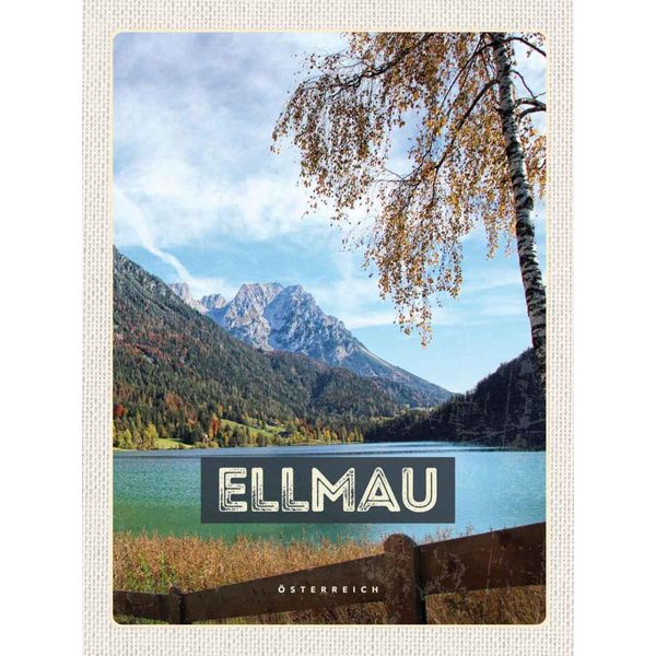 Vianmo Insegna In Legno 40X30 Cm Ellmau ÖSterreich Berge See Natur-image