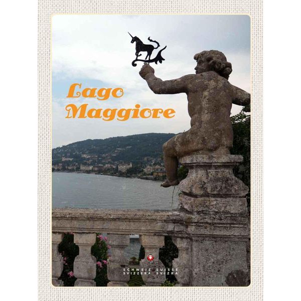 Vianmo Insegna In Legno 40X30 Cm Lago Maggiore Einhorn Skulptur Natur-image
