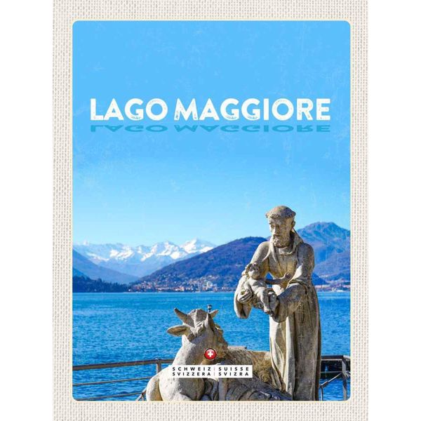 Vianmo Insegna In Legno 40X30 Cm Lago Maggiore Schweiz Skulptur Ziege-image