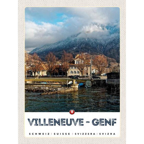 Vianmo Insegna In Legno 40X30 Cm Villeneuve-Genf Schweiz WäLder Wandern-image