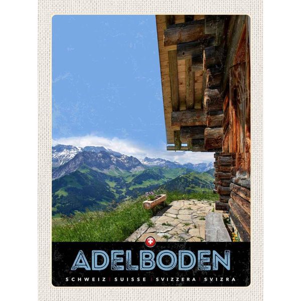 Vianmo Insegna In Legno 40X30 Cm Adelboden Schweiz Aussicht Auf Gebirge-image