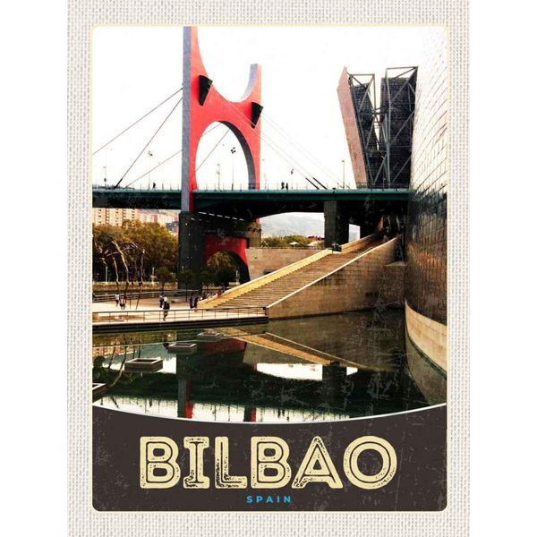 Vianmo Insegna In Legno 40X30 Cm Bilbao Spanien BrüCke-image