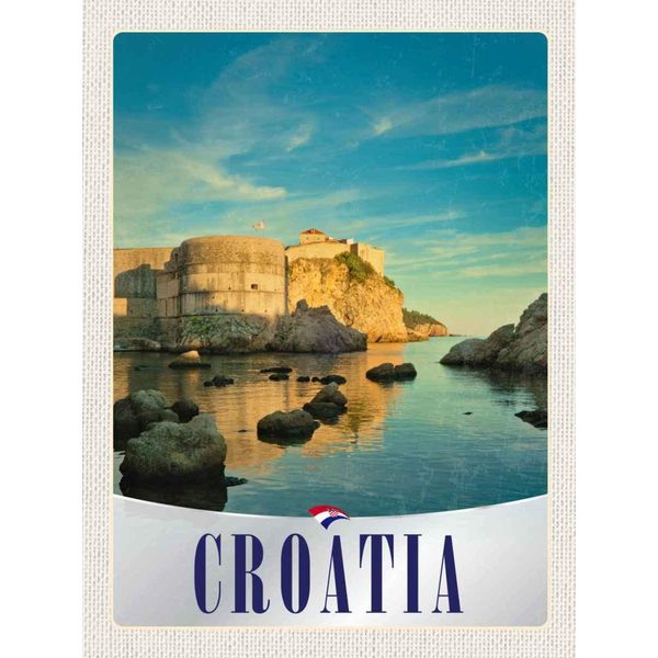 Vianmo Insegna In Legno 40X30 Cm Kroatien Burg Strand Meer Europa-image