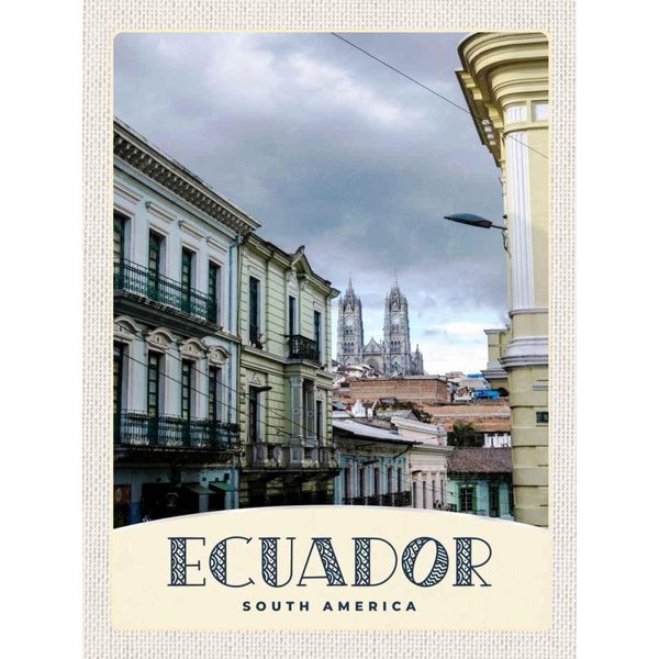 Vianmo Insegna In Legno 40X30 Cm Ecuador SüD Amerika Stadt Kirche-image