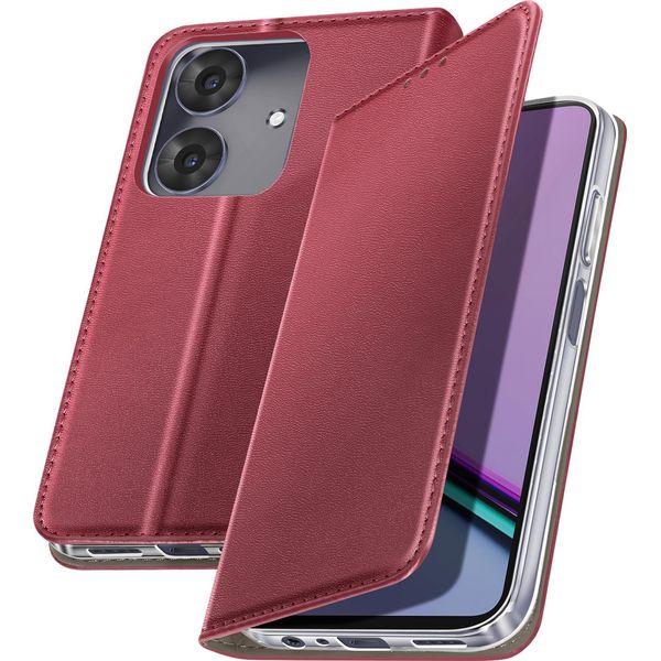 Setty Kaardivahega MobiiliüMbris Setty Realme Note 60 Wallet Smart Magnetic, Tumepunane-image