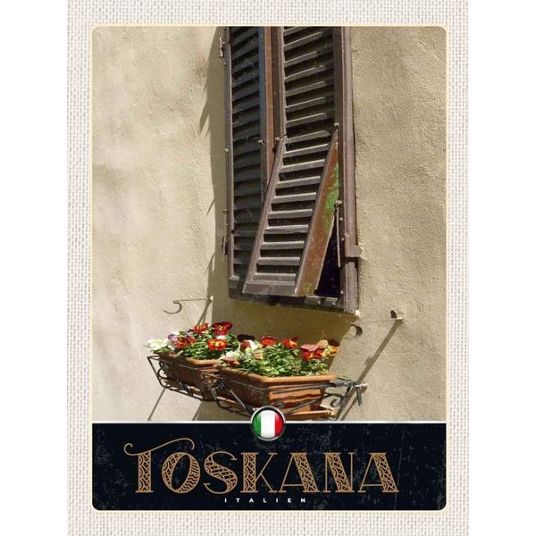 Vianmo Insegna In Legno 40X30 Cm Toskana Italien GebäUde Blumen-image