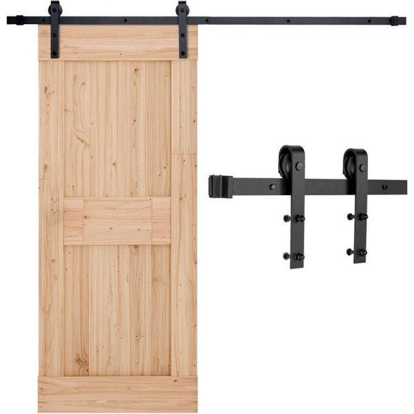 Sistema Di Porte Scorrevoli 150Kg - Ferramenta Per Porte Scorrevoli 183Cm - Binario Di Scorrimento Nero - Set Di Ferramenta Per Porte Scorrevoli-image