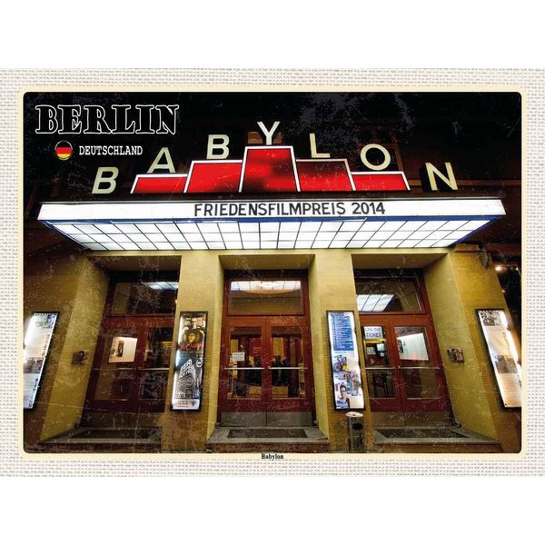 Vianmo Insegna In Legno 30X40 Cm Berlin Deutschland Babylon Kino-image