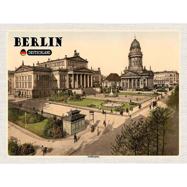 Vianmo Insegna In Legno 30X40 Cm Berlin Schillerplatz Architektur-image