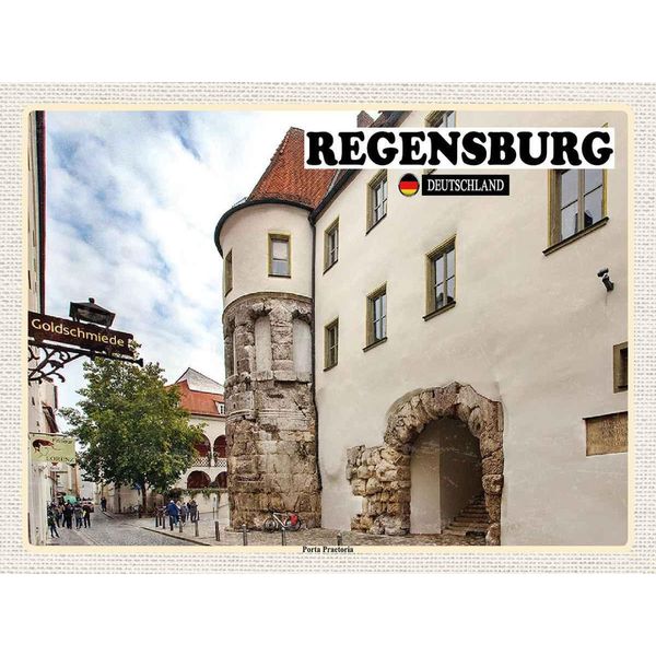 Vianmo Insegna In Legno 30X40 Cm Regensburg Porta Practoria Schloss-image