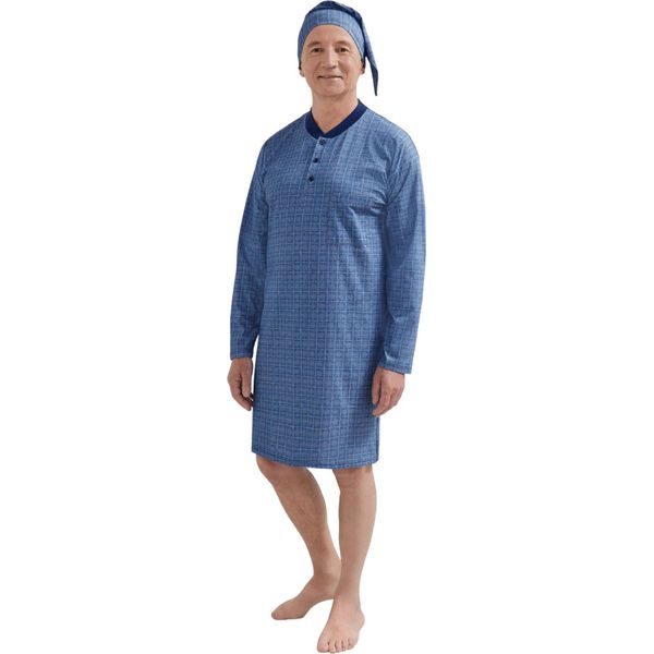 Camicia Da Notte A Maniche Lunghe Martel Mikolaj - 100 % Cotone - Blu-image