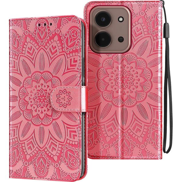 Avizar, Custodia Flip Mandala Redmi 15C Con Scomparto Per Carte, Oro Rosa-image