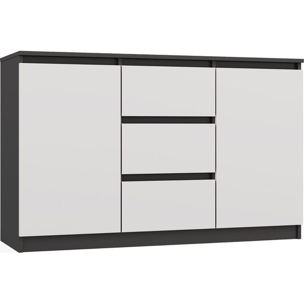 Cassettiera Ampia Con Cassetti E Ante Elbe - Antracite / Bianco-image