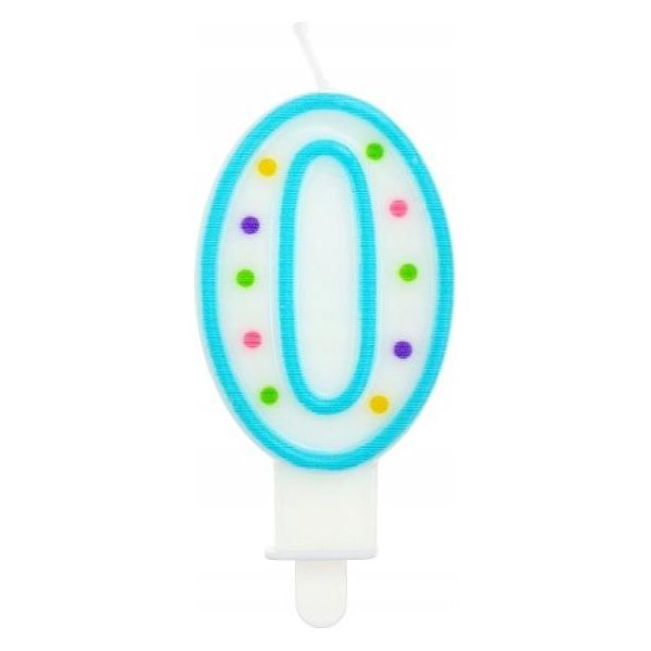 Candela Numero Con Punti 0, 7,5 Cm (Party, Candele)-image