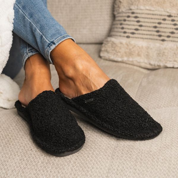 Bosaco-Ladies Pantofole Poodle Black - Accoglienti Pantofole In Peluche Con Soletta In Pelle 39-image