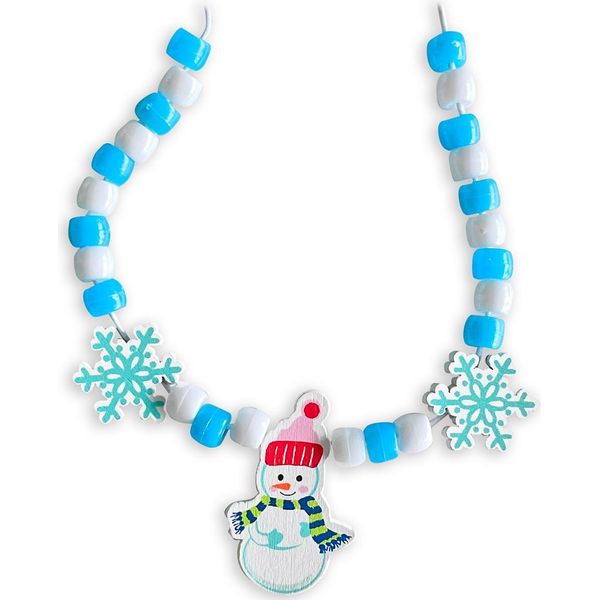 Collana Creativa Di Perline Natalizie Fai Da Te Con Pupazzo Di Neve-image