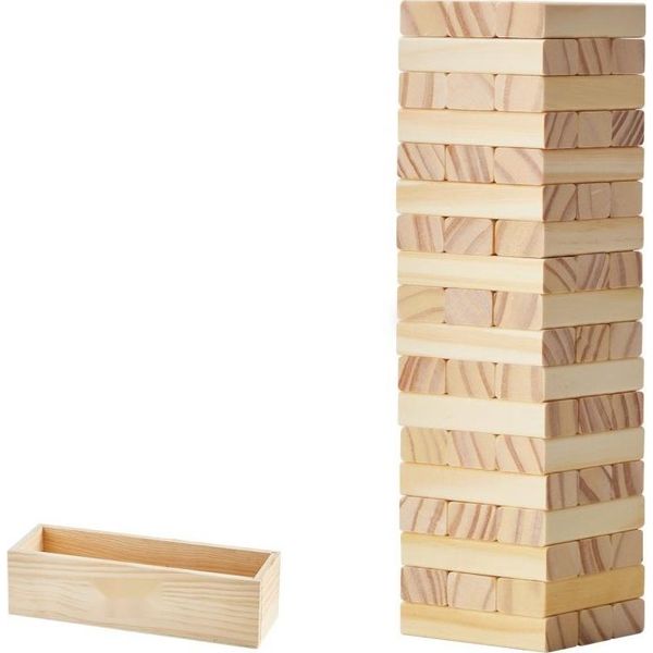 Torre Oscillante In Legno - Gioco Di Impilamento A 54 Blocchi - Altezza 27 Cm - Gioco A Torre Per Adulti E Bambini-image