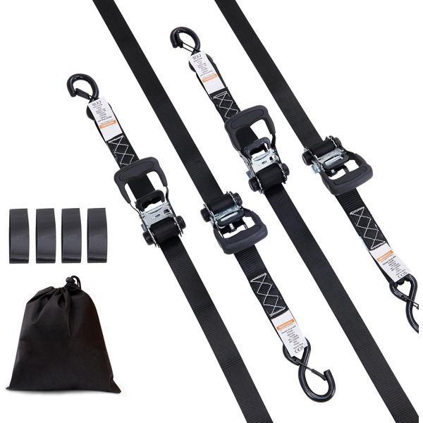 Succebuy Confezione Da 4 Cinghie Di Tensione Con Cricchetto 5208 Lbs 1,6" X 8' Robuste Per Il Carico"-image
