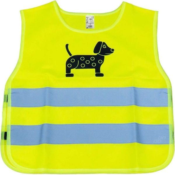 Gilet Di Sicurezza Per Bambini Giallo Riflettente Con Motivo A Cani AMIO-03937-image
