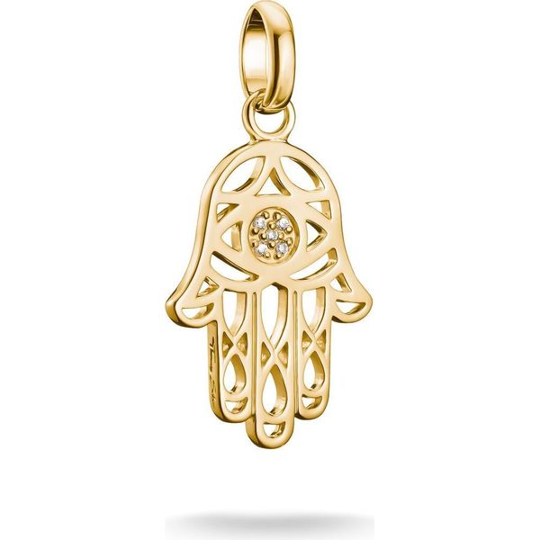 Ciondolo Charm Thomas Sabo, Hamsa, Con Pietre Preziose Bianche, In Argento Placcato Oro-image