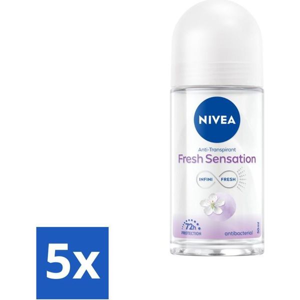 Nivea - Deodorante Roller - Fresh Sensation - Antitraspirante 72 Ore - 50 Ml - Confezione Risparmio - 5 Pezzi-image