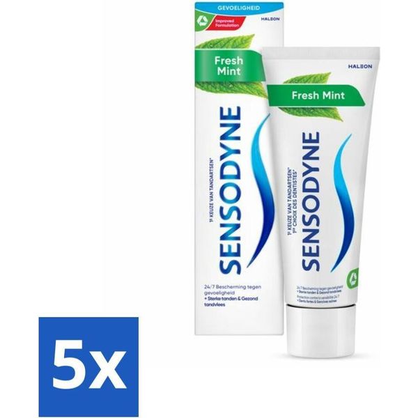 Sensodyne - Dentifricio - Menta Fresca - Alito Fresco - 75 Ml - Confezione Risparmio - 5 Pezzi-image