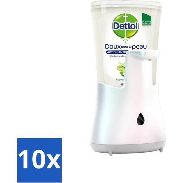 Dettol - Dispenser Automatico Di Sapone - No-Touch Silver Con Aloe Vera - 250 Ml - Confezione Value - 10 Pezzi-image