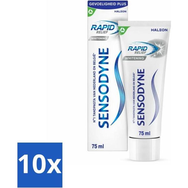 Dentifricio Sensodyne - Rapid Relief Whitening - Rapido Sollievo Dalla Sensibilità Dentale - 75 Ml - Confezione Value - 10 Pezzi-image